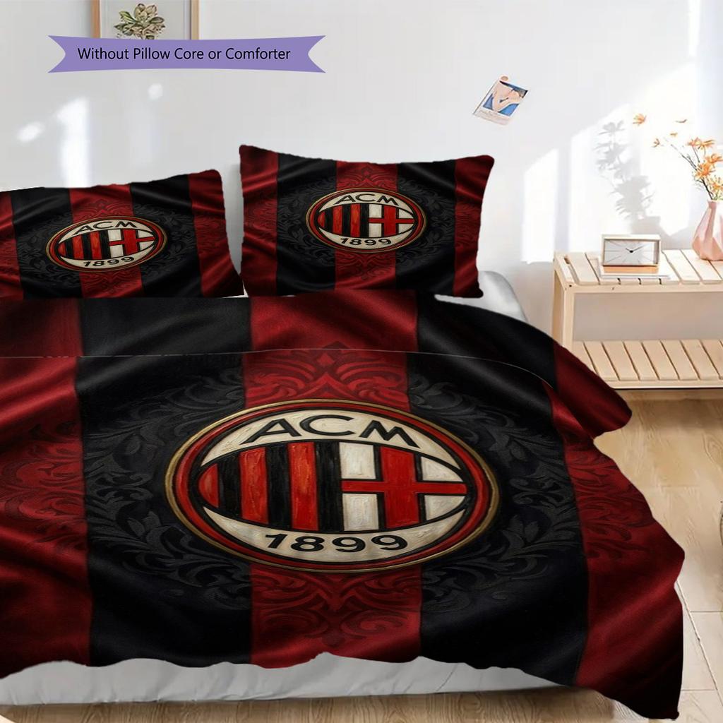 AC Milan Legacy: Passion Field Three-piece set (1 * duvet cover + 2 * pillowcase, without core) Duvet cover and pillowcase Bedding set