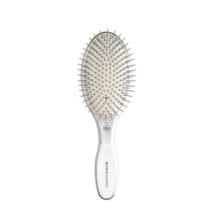 Brosse - OLIVIA GARDEN - Expert Care Oval Silver - Nylon - Coussin moelleux - Anti-statique