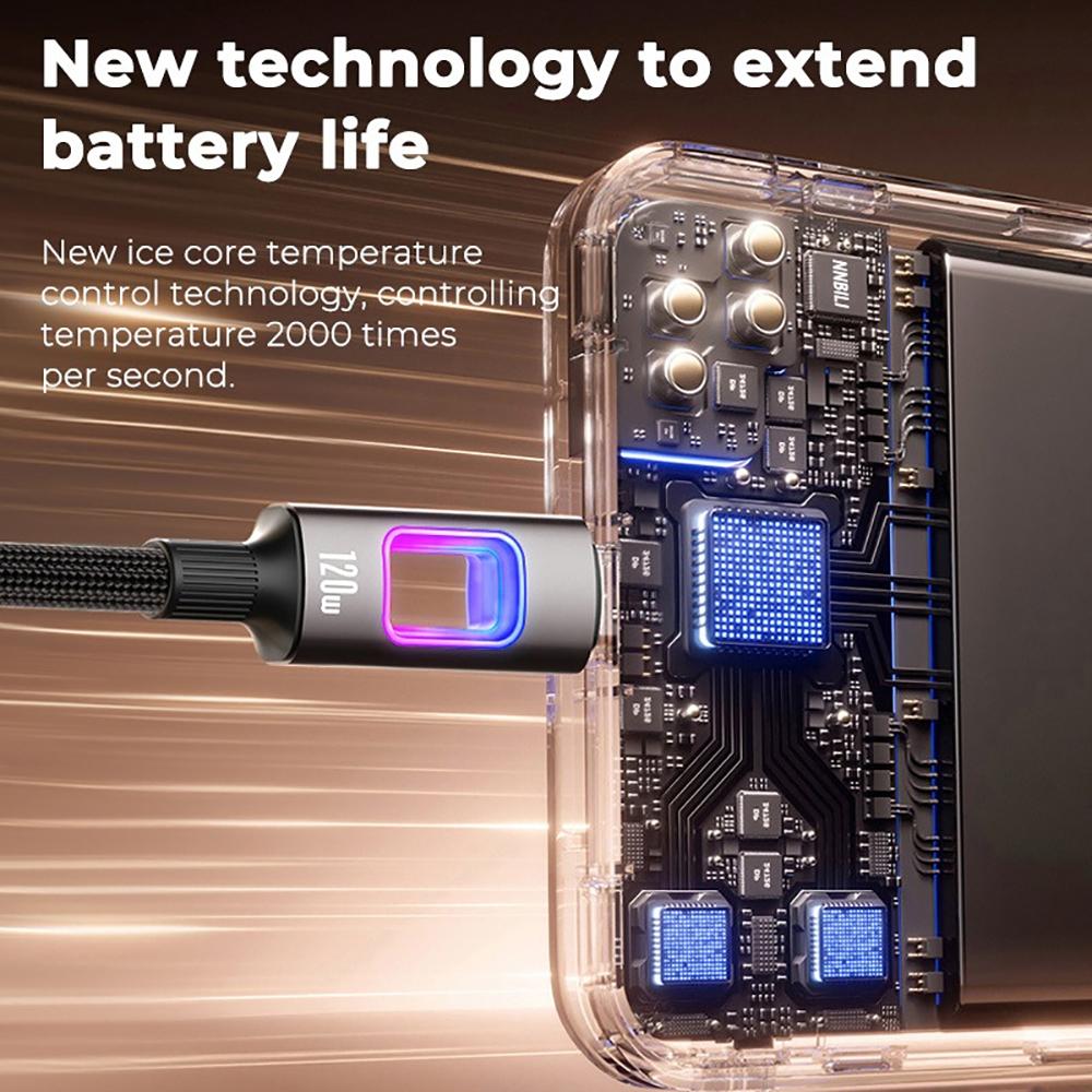 НОВЫЙ RGB Двойной Type-C PD120W Type-C на Type-C Кабель для быстрой зарядки и передачи данных USB C Быстрая зарядка для MacBook IPad iPhone 16 Samsung Xiaomi