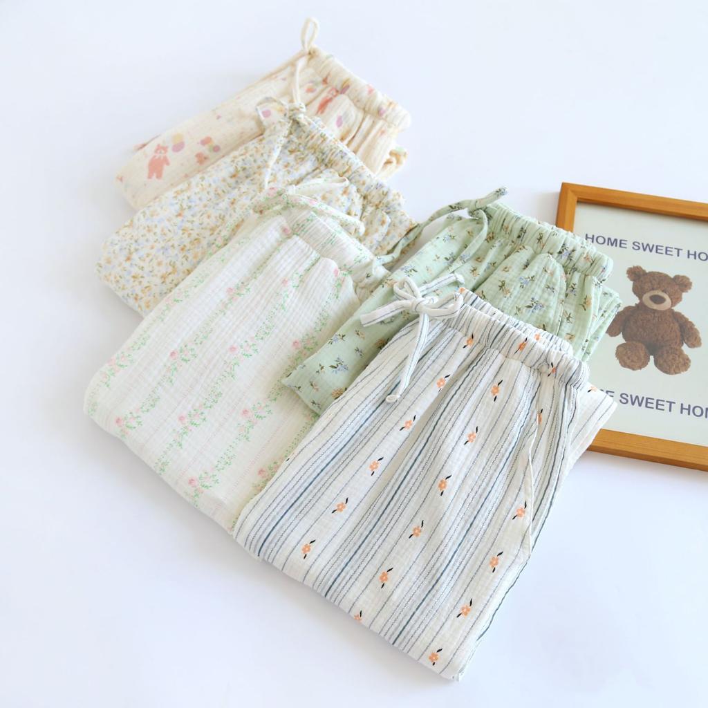 Весна Лето Женские Пижамы Хлопковые Штаны Женские Удобные Свободные Домашние Штаны Тонкие Брюки Карманы