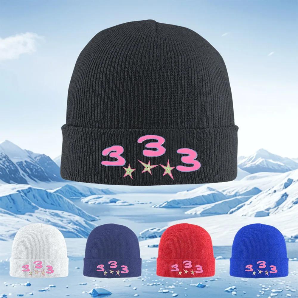 Three number figurescartoon stars art Knitted Hat Unisex Women Unisex Beanie Pullover Cap Winter Thermal Warm Christmas Outdoor C