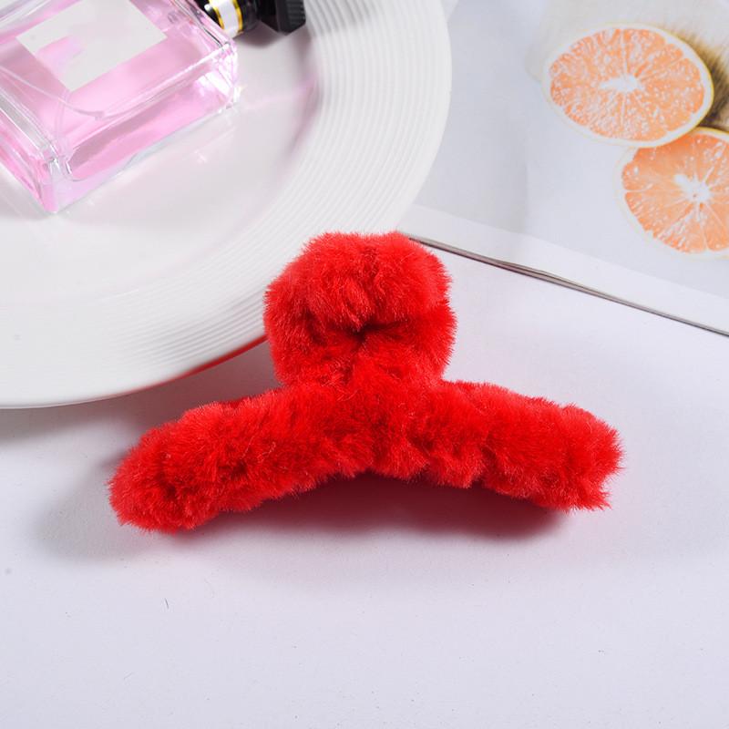 Зимние заколки для волос кролика с когтями. Удобные большие заколки для волос. Красивые однотонные заколки из кроличьей шерсти. Модные головные уборы.