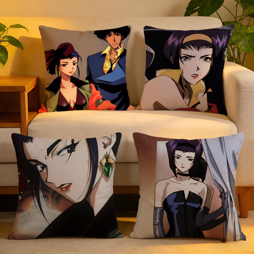 Cushion Cover Linen SkinFriendly Soft Decorative Case For Sofa Home Decor Cowboy Bebop Pillow cover
