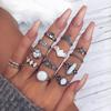 Fashion Women Carved Starry Sky Rhinestone Knuckle Rings Set 14 In 1