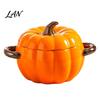 Versatile Ceramic Serving Vessel Pumpkin Soup Bowl with Lid And Double Handle, Microwave Safe Decorative Cute Kitchen Decor Bowl, Heat Resistant