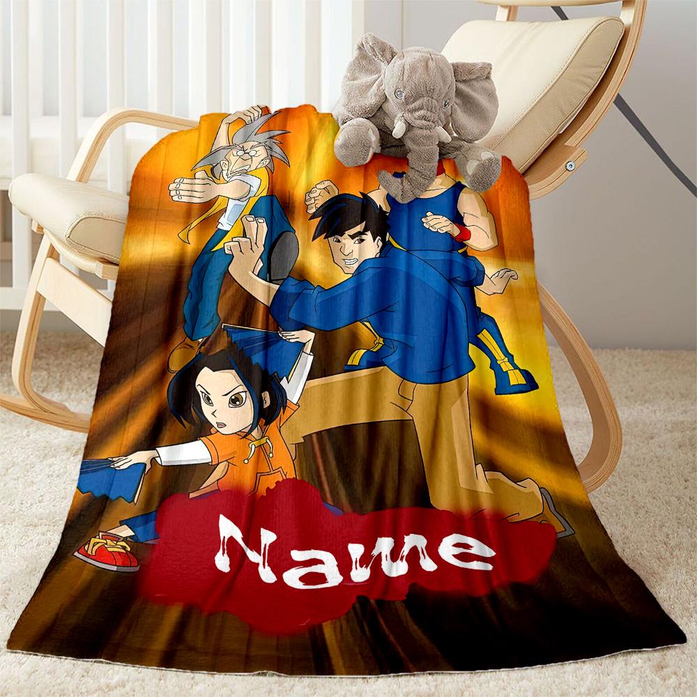 Jackie Chan Customize Your Name Blanket Cozy Customizable Blanket Warmthful Decor Throw For Sofa Office Office Chair Bed Ideal for All Seasons