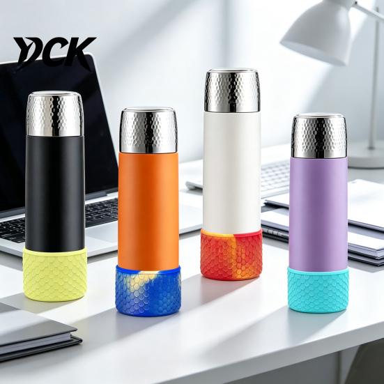 Tumbler Accessories for Travel Silicone Cup Boot, Fish Scale Pattern Decor, Soft Elastic Water Bottle Colorful Base Protective Sleeve,