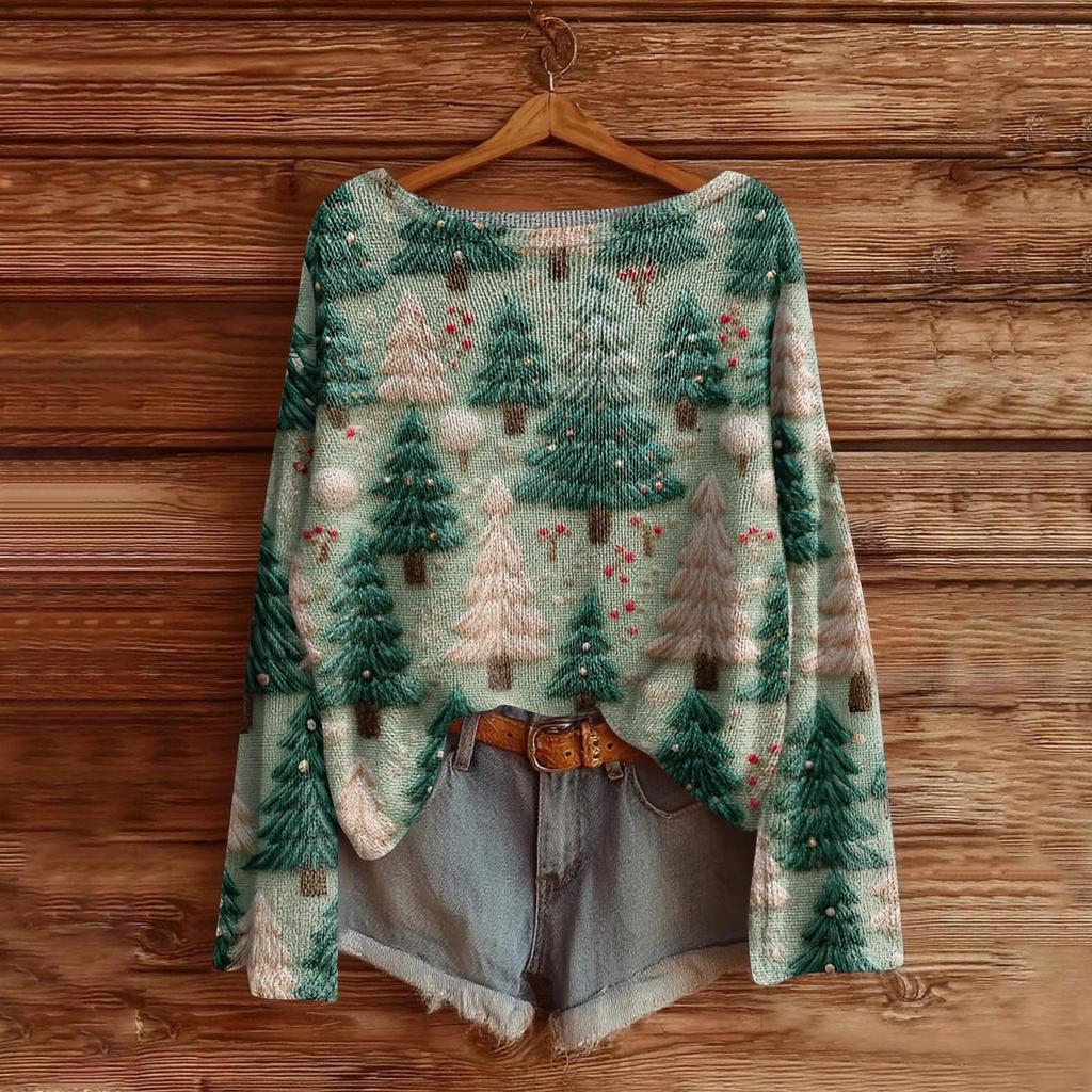 Women's Fashion Long Sleeve Christmas Snowman Snowflake Print Jacket Cardigan