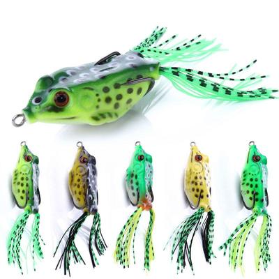 Приманки для ловли лягушек Topwater Приманки для ловли лягушек Мягкие рыболовные приманки с полым телом 3D глаза Приманка для лягушки Бессорнячная приманка для плавания с крючком для окуня щуки