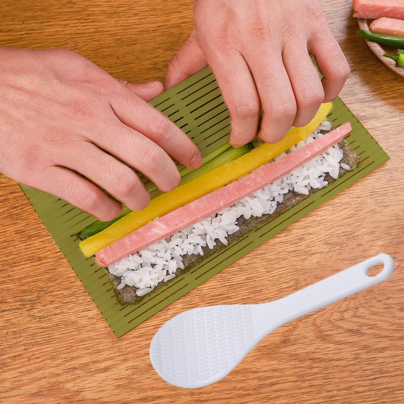 Large Green Plastic Sushi Tool Kimbap Sushi Roll Diy Onigiri Rice Paddles Tools Bamboo Sushi Mat Sushi Machine Tool Home Kitchen