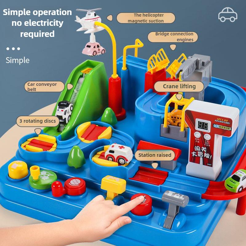 Модель гоночного железнодорожного вагона, развивающие игрушки, детский трек, приключенческая игра, мозг, механический интерактивный поезд, животные, космическая ракета, игрушка