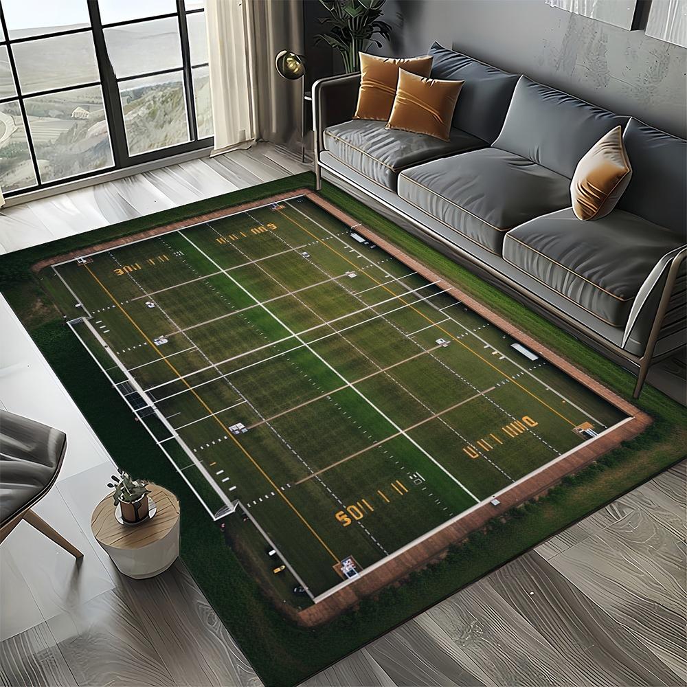 American Football Field Pattern Area Rug Non-Slip Floor Carpet for Living Room Bedroom Sports Themed Home Decor Mat for Game Fan