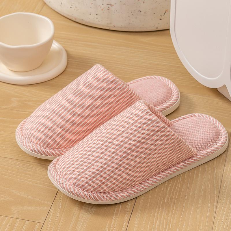Домашние хлопково-льняные тапочки на четыре сезона в японском стиле, женские, для дома, на осень и зиму, для пар, домашние, нескользящие, с мягкой подошвой, хлопковые тапочки, мужские