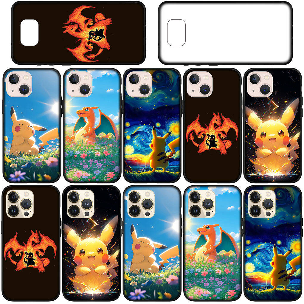 Cover for iPhone 17 16 15 Xiaomi Poco Redmi Note 14 13 12 Pro Max 9 16e Samsung Galaxy S25 S24 S23 OPPO Huawei Charmander Pokemon Pikachu Phone Case