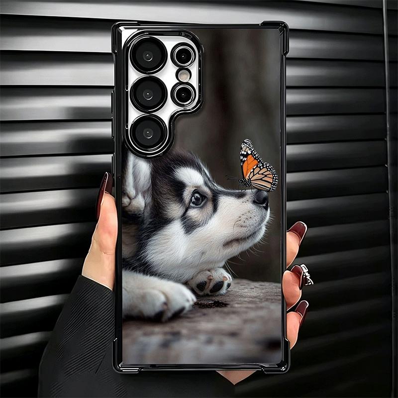 Alaskan Husky Cute Dogs Plating Phone Case For Samsung Galaxy S24 S25 FE S26 Edge S23 Ultra S22 S21 Plus S20 Anti-Fall Airabag C