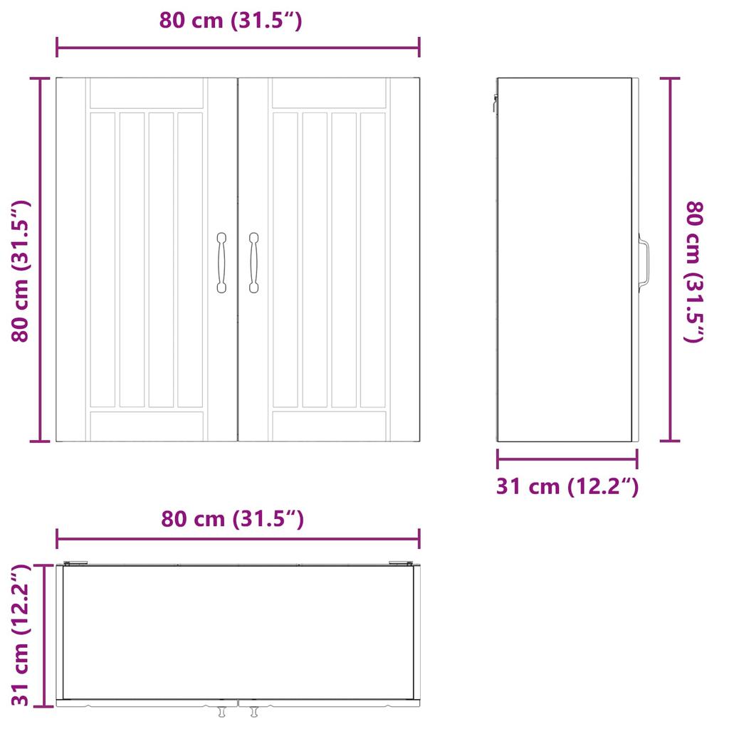 Wall Cabinet LUCCA Grey Sonoma 80 x 31 x 80 cm Particleboard
