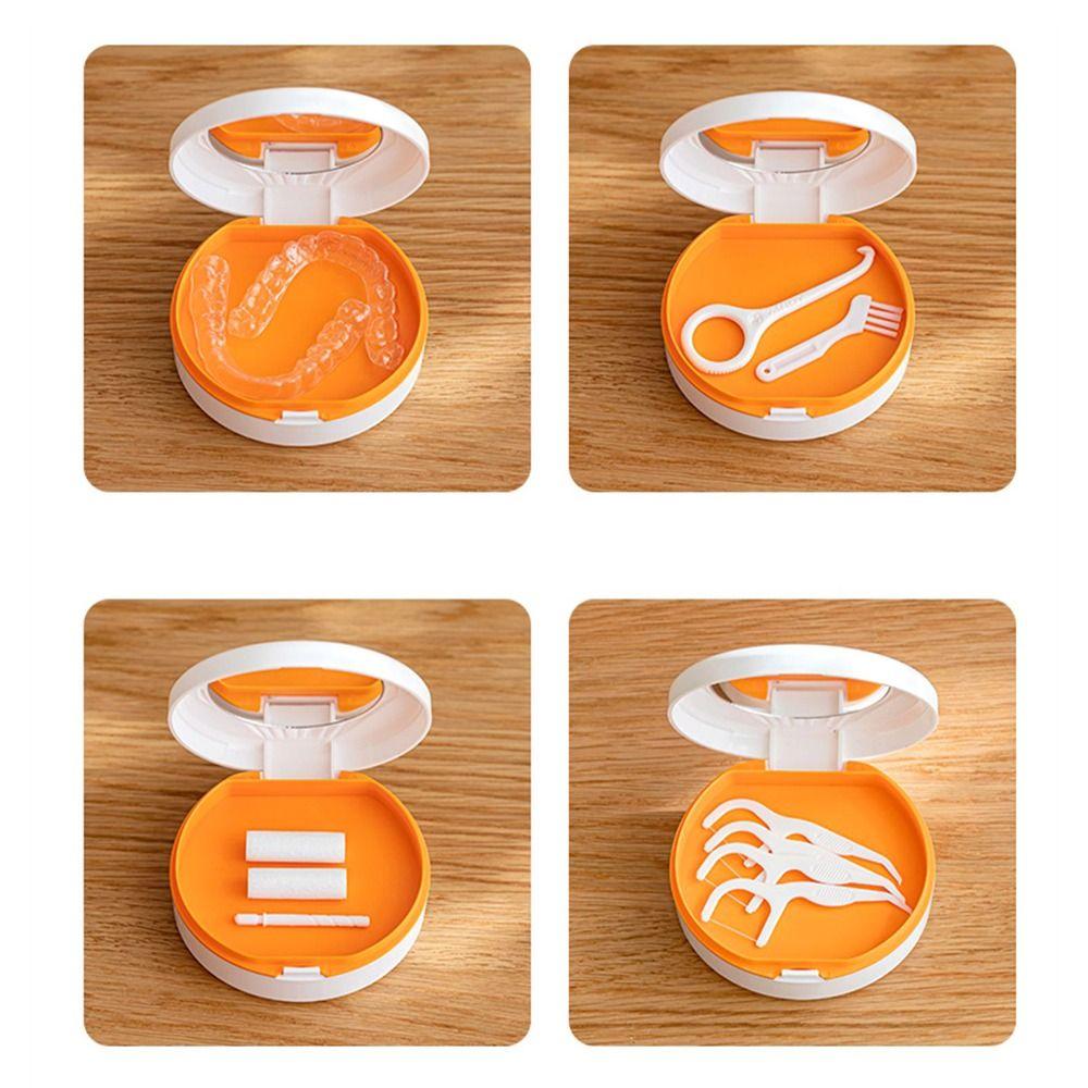 Shell Shaped Orthodontic Retainer Case Double Layer False Teeth Box Oral Care