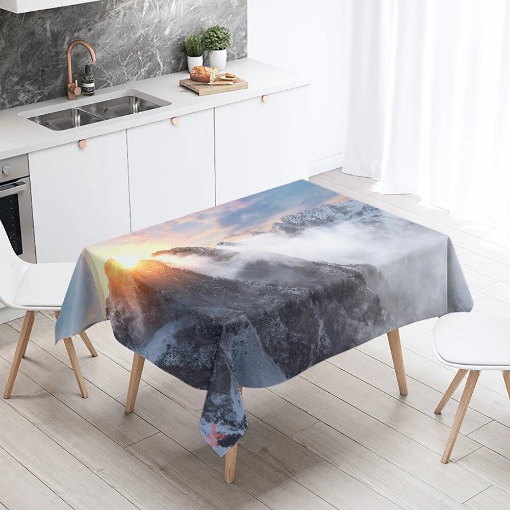 Скатерть с принтом пейзажа, устойчивая к пятнам, водонепроницаемая, для свадебной вечеринки, ресторана, банкета, украшение для домашнего стола
