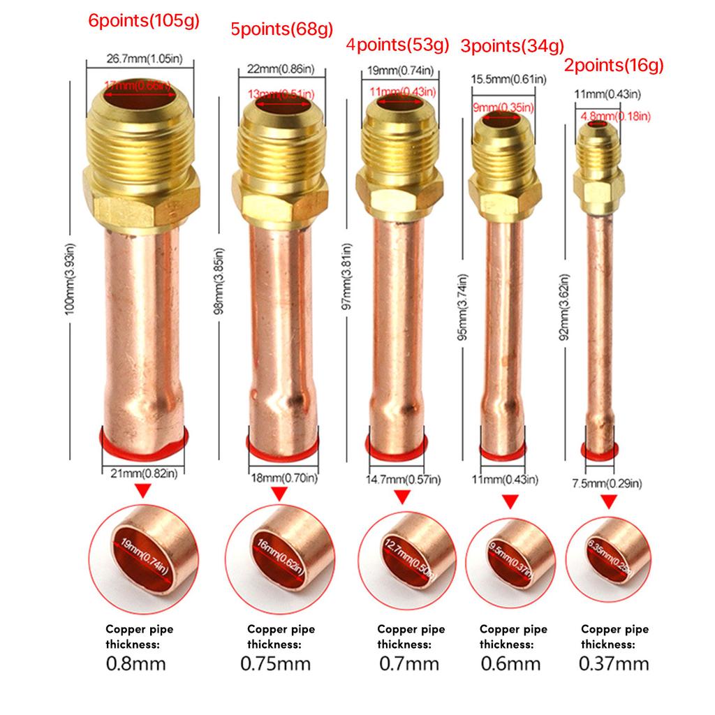 4 шт. 1/4" 3/8" 1/2" 3/4" 5/8'' Раструбный соединитель с медной трубкой Латунный фитинг-адаптер для аксессуара для кондиционера