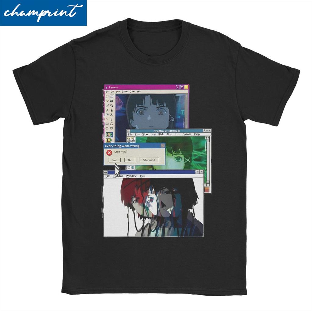 Men Women's Serial Experiments Lain Edit Vintage Pure Cotton Tee Shirt Anime Lwakura Sci Fi Manga T Shirt Clothing Unique