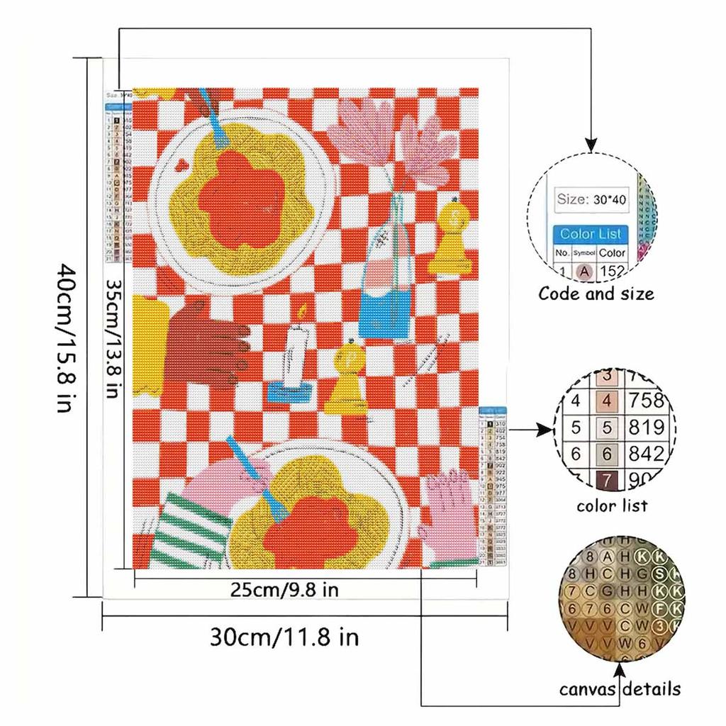 Diamond painting painting kit aesthetic food and checkered tablecloth handmade diy home decoration painting