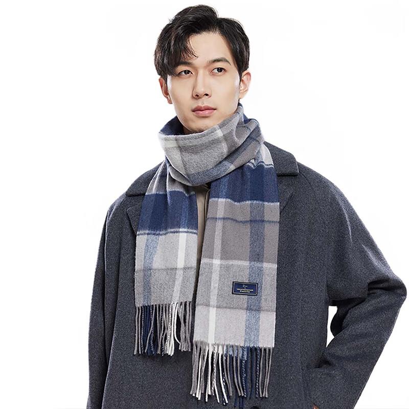 JIUMU Men's Pure Cashmere Warm Knit Scarf