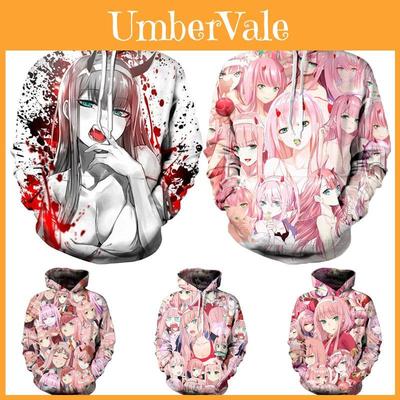 Уютное и стильное аниме худи унисекс с рисунком Zero Two из Darling In The Franxx