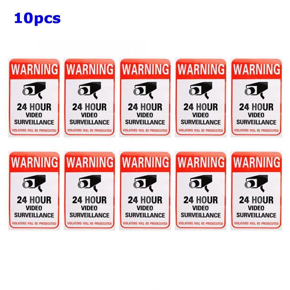10pcs 24 Hour Monitor Camera Security Camera Sign Decals Stickers Warning Sticker Warning Signs