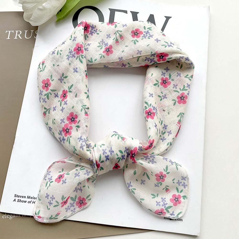 Breathable Spring Silk Scarf Sweat-absorption Square Hijab Scarf Sweet Scarves Vacation