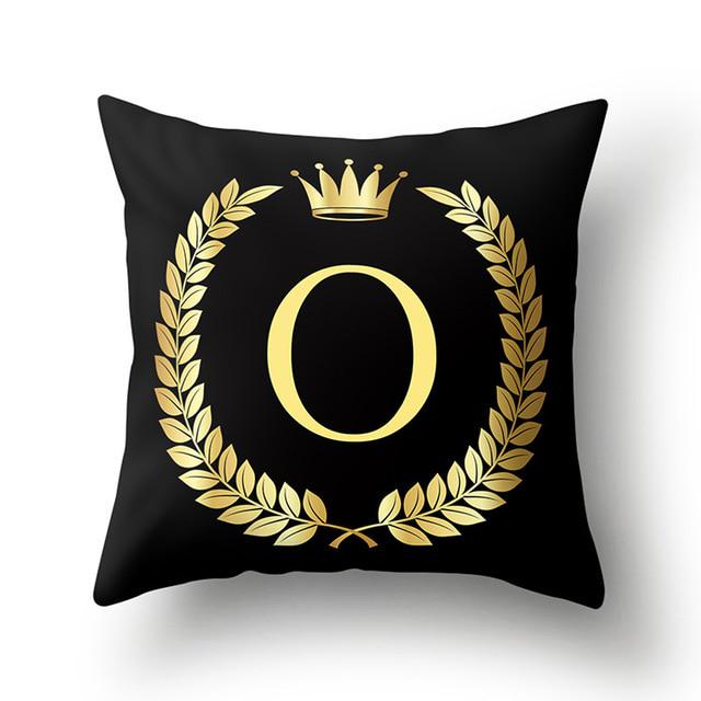 45x45cm Black Gold Letter Crown Polyester Cushion Cover Sofa Home Decor Pillowcase Decorative Cushion
