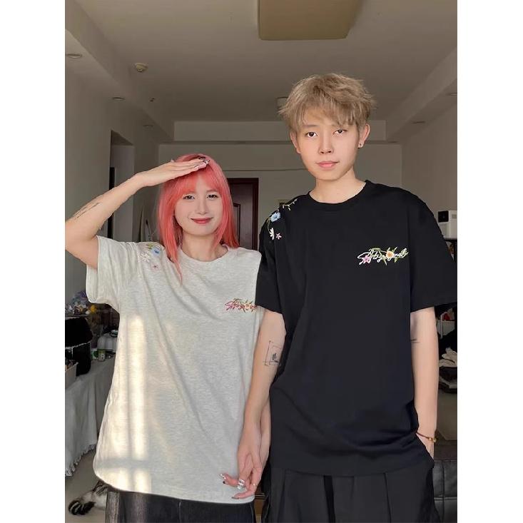 Летняя модная мужская футболка с короткими рукавами, минималистичный топ с круглым вырезом и короткими рукавами, парная футболка