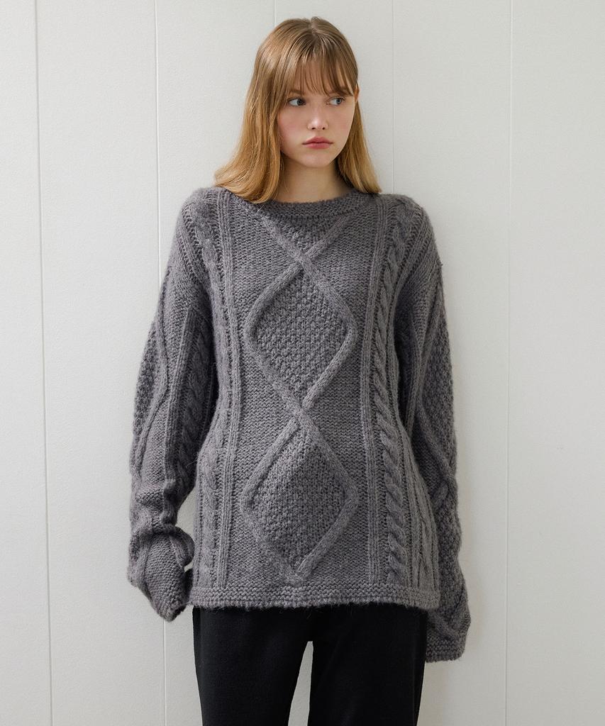 LETTERA Alpaca Wool Cable Knit_3Color