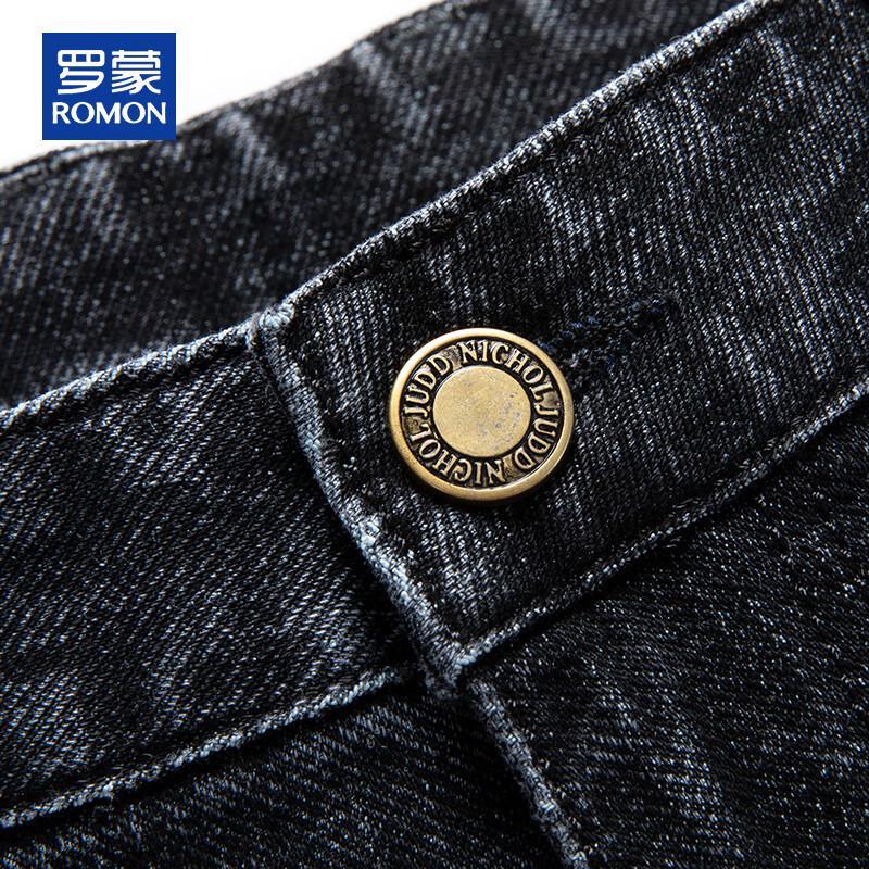 ROMON Мужские плотные джинсы прямого кроя в стиле кэжуал для бизнеса