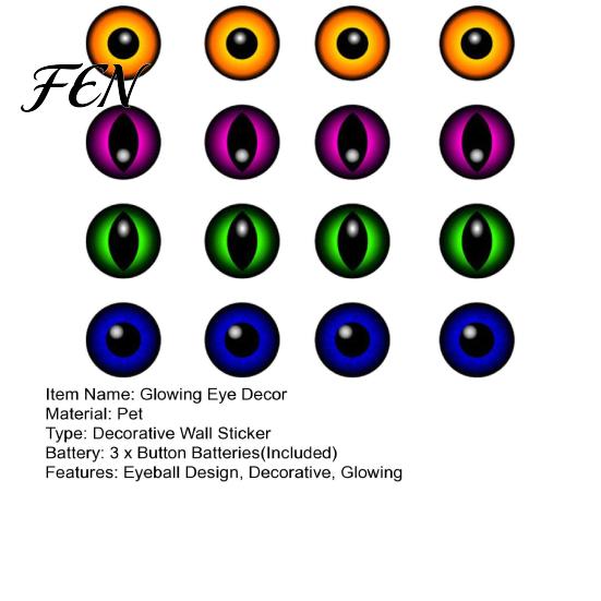Glowing Eye Wall Stickers 12/16Pcs Halloween 3D Lighted Eyes Decoration, Spooky Sticker, LED Decorative Light-Up Decor for Walls, Windows, Doors,