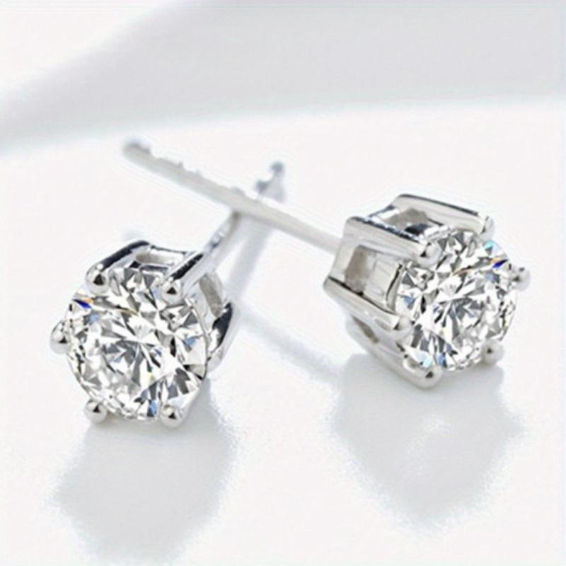 1 пара изысканных круглых серег с шестью когтями с блестящим цирконом, что делает их универсальными и модными для повседневной женской носки