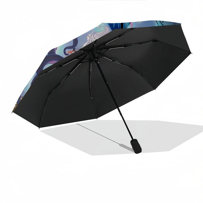 Ursula, crystal ball Themed Automatic Opening and Closing Umbrella, Brightly Colored 8-rib Portable Umbrella, Suitable for Men and Women, A