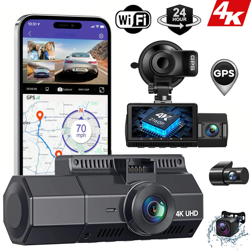 3-канальный автомобильный видеорегистратор Dash Cam 4K камера GPS WiFi для автомобильного видеорегистратора Black Box Видеорегистратор Night Vision Автомобильные аксессуары