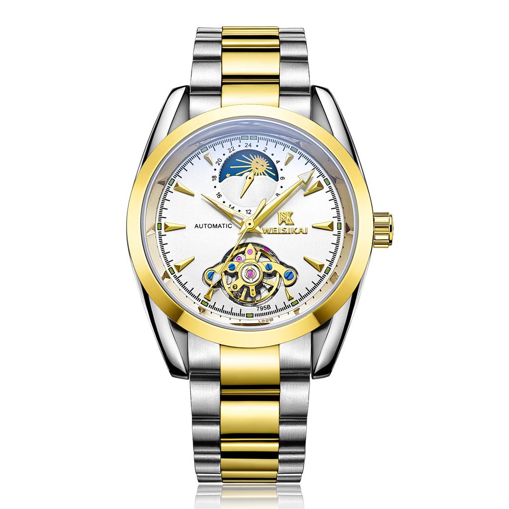 Новые роскошные мужские часы высшего бренда с коробкой Tusso Flying Wheel, водонепроницаемые автоматические мужские механические часы