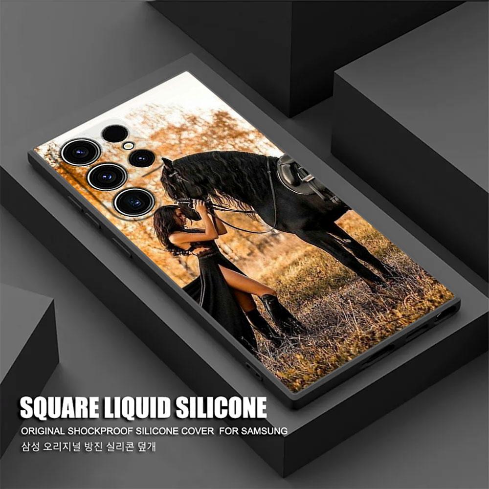 Horse Girl Animal Phone Case For Samsung Galaxy S24 Ultra Cases S23 S21 S20 FE S22 9 Plus Note 20 Ultra 10 Silicone Cover Horses