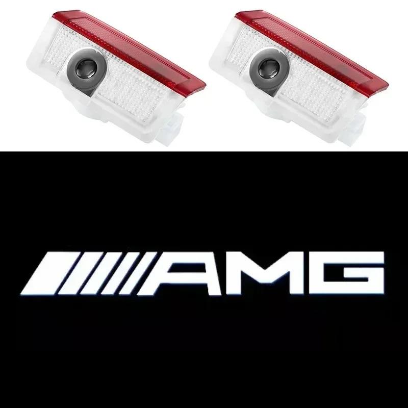 2Pcs LED Light Car Door Projector Lamps Accessories For Mercedes Benz AMG A B C M ML GLA GLS E Class W176 W205 W166 W246 W212Q1