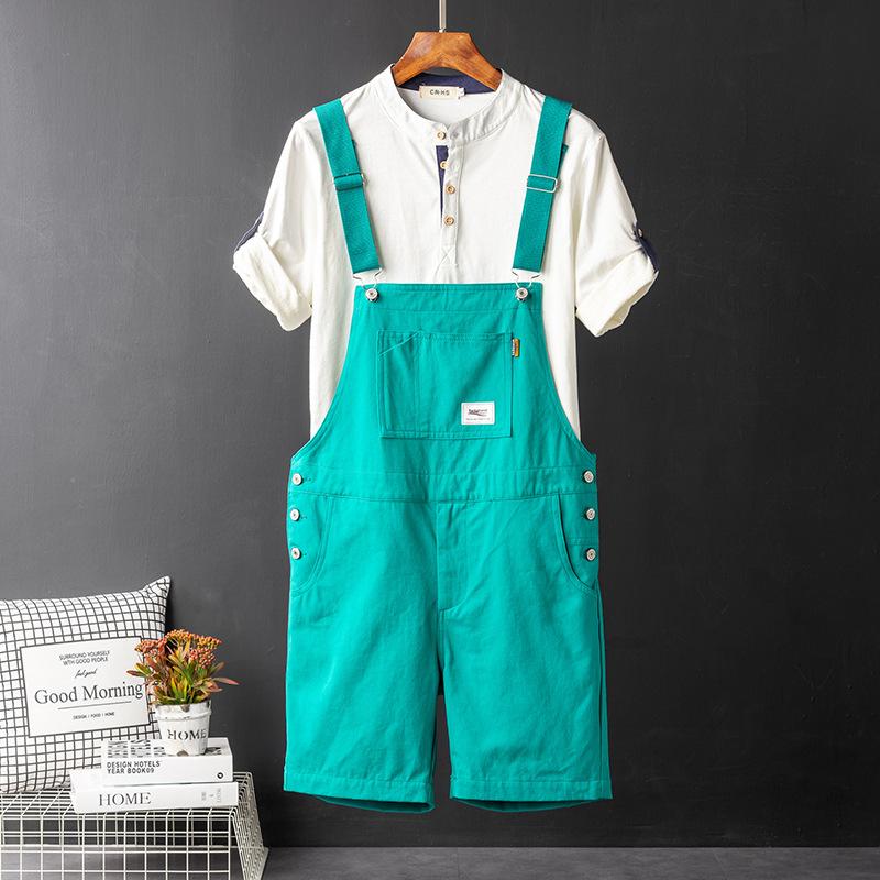 Мужской комбинезон Y2K Bib Shorts Casual Summer Plus Size Suspenders Briges Khaki Black Green