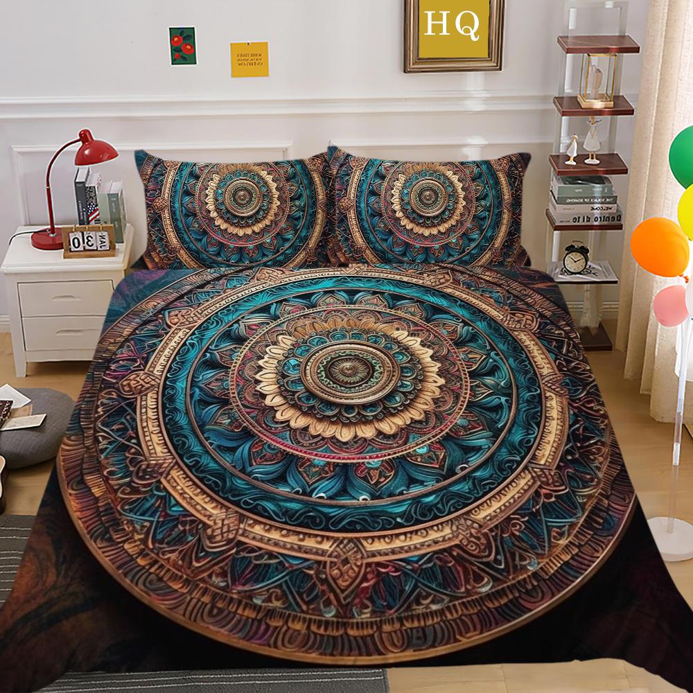 Роскошный комплект пододеяльников, домашняя постельная одежда, покрывало с принтом мандалы, высокое качество, пододеяльник, один размер, декор для спальни