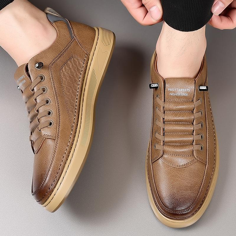Модные повседневные туфли на шнуровке, кожаные модные прогулочные туфли для мужчин, универсальные туфли для скейтбординга, мужские люксовые брендовые удобные туфли на плоской подошве
