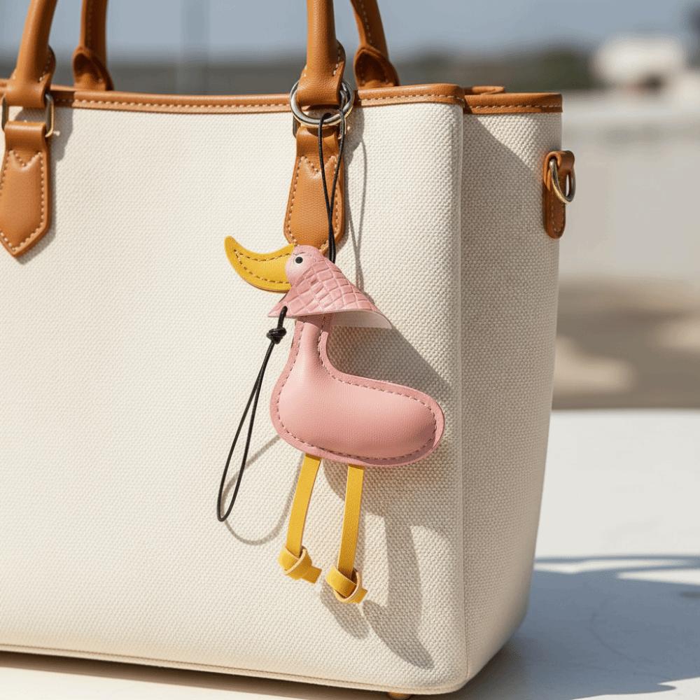 DIY Pu Leather DuckKeychain Hanger Bag Charm Cute Scarf Duck Pendant Women