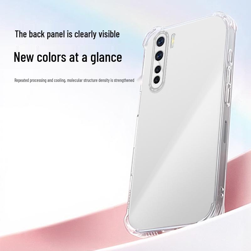 Прозрачный противоударный ТПУ чехол для телефона OPPO A91 с защитой-подушкой и премиальным ощущением