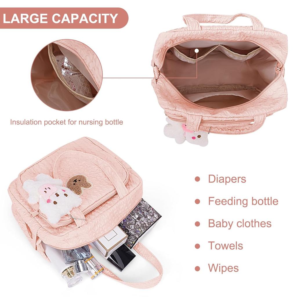 Lushandy Baby Diaper Bag Tote, Mommy Bag Cute Diaper Bags Crossbody Baby Bags for Girl Pañaleras Para Beb