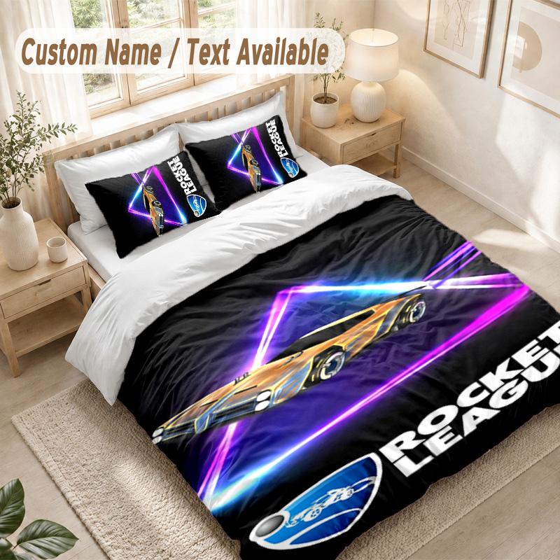 Rocket League Bedding Set, 1 Duvet Cover & 2 Pillowcases Soft Comfortable Bedroom Home Textile Decor
