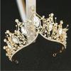 Sparkling Diamond Crown Princess Crown Gold Baroque Crowns and Tiaras Crystal Pearl Bride Wedding Queen Crowns for Women Decorative Princess Tiaras