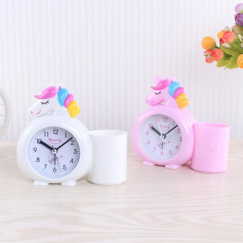 Creative cute student pen holder small alarm clock high value boys and girls bedroom bedside clock children's holiday gifts