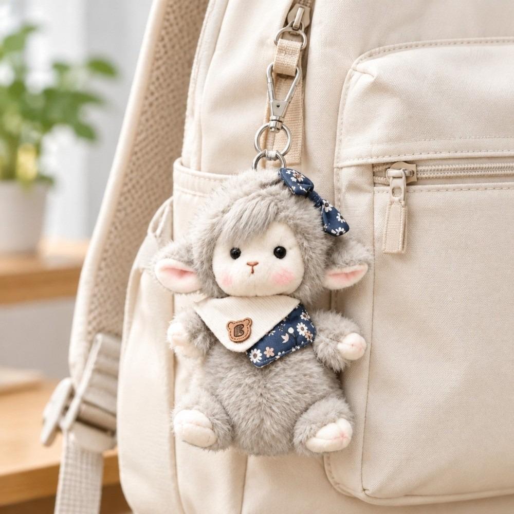 Fluffy Plush Lamb Pendant Soft Pocket Toy Doll Desk Companion Mascot Desktop Decor